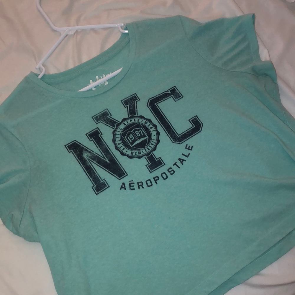 blue-green nyc aeropostale crop top